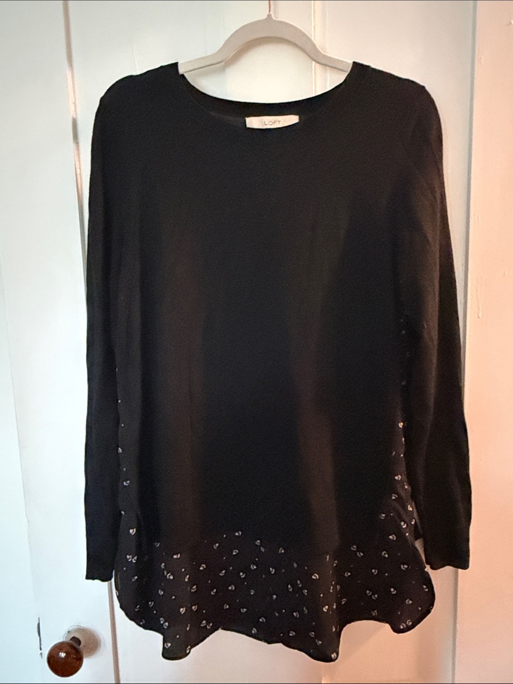 LOFT Black Mixed Media Long Sleeve Sweater/Tunic